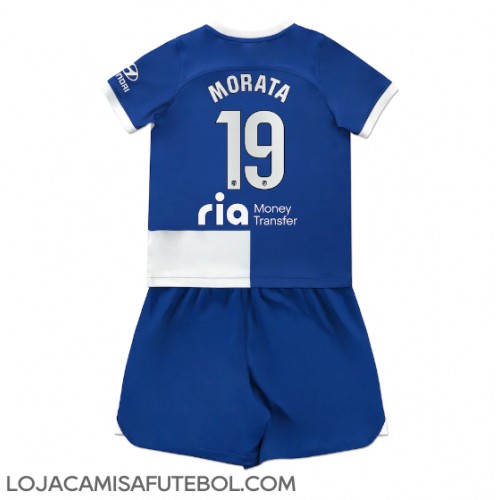Camisa de Futebol Atletico Madrid Alvaro Morata #19 Equipamento Secundário Infantil 2023-24 Manga Curta (+ Calças curtas)